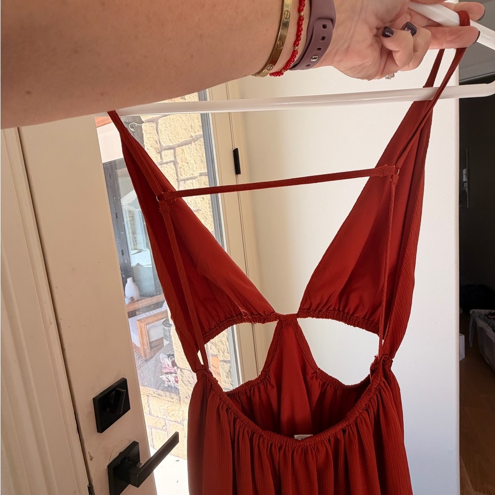 Rust Orange Pleated dress
